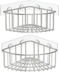 SMARTAKE 2-Pack Corner Shower Caddy Deep Basket Design, SUS304 Stainless Steel, Wall Mounted Bathroom Shelf with Adhesive, Storage Organizer for Toilet, Dorm and Kitchen (Silver)