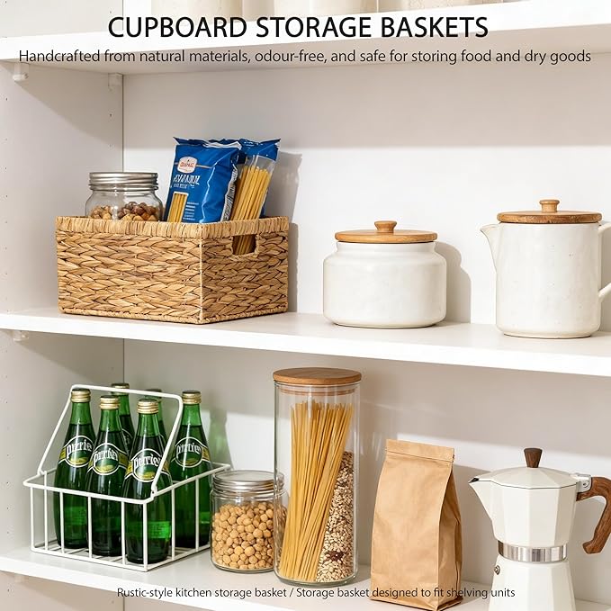 Storage Container, Natural Water Hyacinth Storage Bins Rectangular Basket,Arts and Crafts.