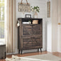 Barnyatoh Shoe Storage Cabinet,Farmhouse Shoe Organizer with 2 Flip Drawers & Barn Door Design,Freestanding Hidden Slim Narrow Shoe Rack Cabinet with Open Storage for Entryway, Foyer,Hallway, Dark oak