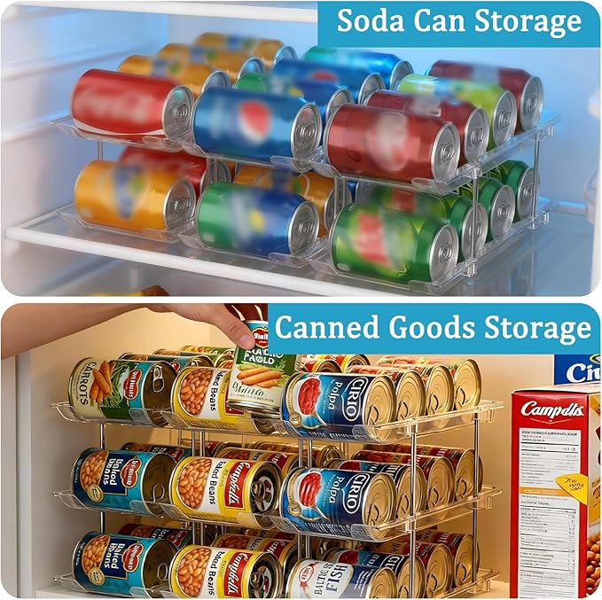 Can Organizer for Pantry, 6 Tier Canned Food Goods Storage Organizer, Clear Soda Can Organizer for Refrigerator Stackable Can Dispenser Rack Holders for Pantry Cabinet Fridge Countertop, Holds 72 Cans