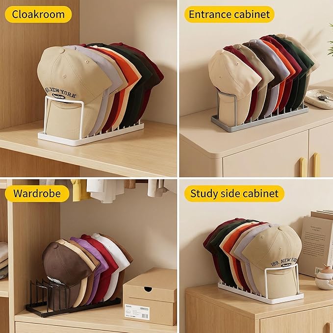 Hat Organizer for Baseball Caps - Space Saving Hat Stand Hold 20 Caps - Premium Metal Hat Rack for Baseball Caps Display & Organizer Neat and Orderly for Closet