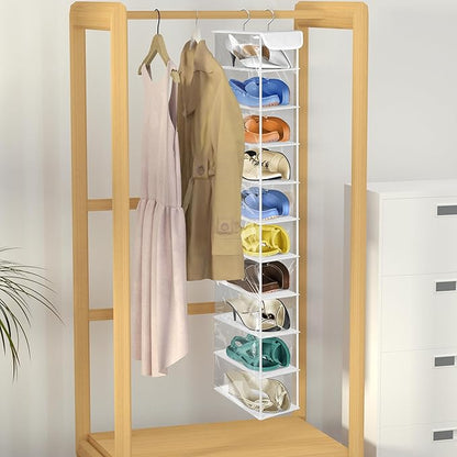 Libeder Hanging Shoe Organizer,10-Shelf Hanging Closet Organizers and Storage Shoes Organizer Shelves Hanging Shoe Rack Holder with 6 Mesh Side Pockets