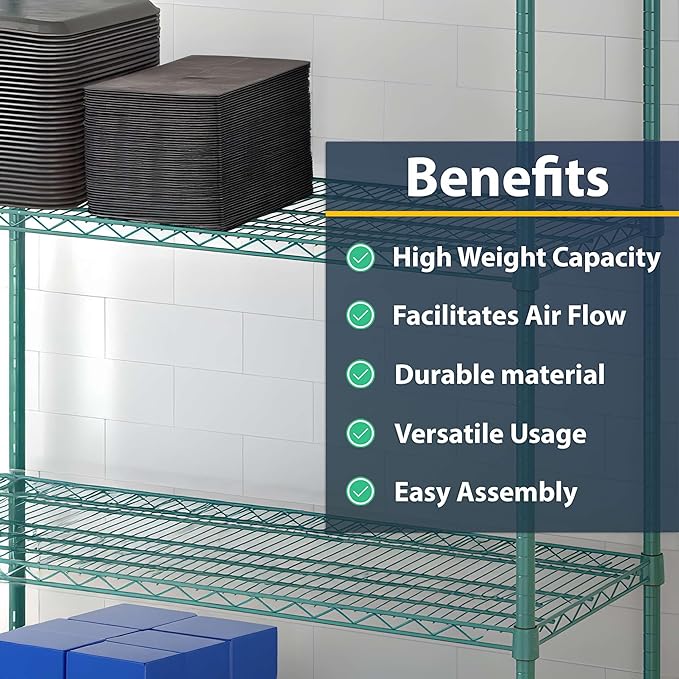 2 Pack Green Additional Wire Shelf for 18" x 30" Shelving Units, Replacement Shelves for Wire Rack