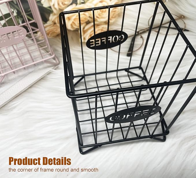 Coffee Pod Holders for Counter, K-Cup Holder, Metal Coffee Pod Basket, Espresso Pods Organizer, Coffee Station Accessories (Black)