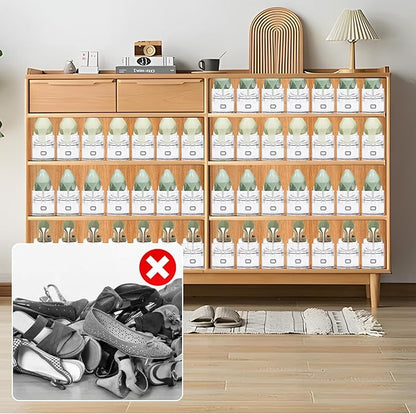 Clear Shoe Slot Organizer, 12 Pack Adjustable Shoe Slots Organizer for Closet Clear Shoe Stackers Shoe Rack Holder Shoe Space Savers for a Pair of Shoes
