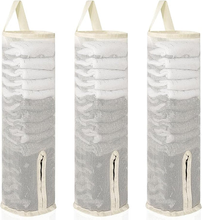 Hanging Sock Storage Bag,Wall Mount Multifunctional Bag,Sock Underwear Organizer,Hanging Closet Organizer,Saver Kitchen Storage Holder for Storing Socks Ties Plastic Bag 3PCS (Beige)