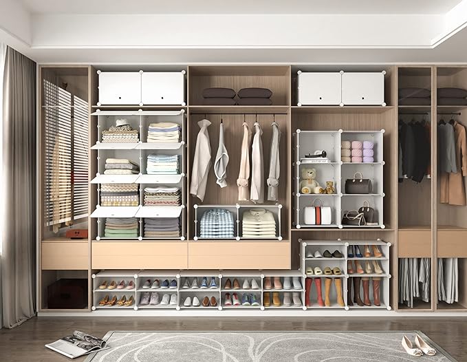 HOMIDEC Shoe Rack, 8 Tier Shoe Storage Cabinet 32 Pair Plastic Shoe Shelves Organizer for Closet Hallway Bedroom Entryway | 32 Pair