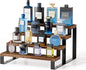 Boulphia Cologne Organizer for Men, 12 Inch Wood Cologne Stand 4 Tier Perfume Organizer for Dresser, Versatile Step Display Stand Shelf for Fragrance, Skincare, Figurine, Dessert, 1 Set Brown