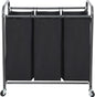 STO STO Laundry Sorter 3 Section, 3 Bag Clothes Hamper, Rolling Laundry Cart Basket with Heavy Duty Lockable Wheels and Removable Bag for Laundry Room, Bedroom, Closet, Black