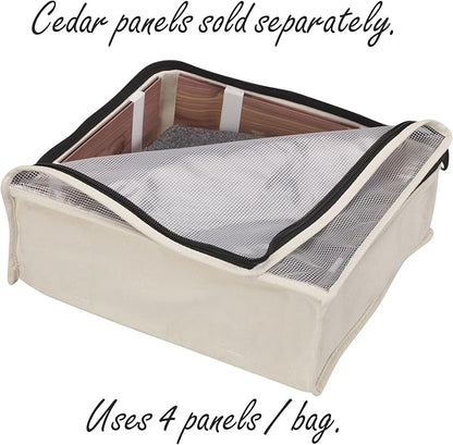 Household Essentials Canvas Sweater Storage Bags, 2-Pack, Breathable Cotton, Under-Bed Zippered Storage with Clear Top Window, Stackable, Cedar Insert Compatible (Not Included), Natural