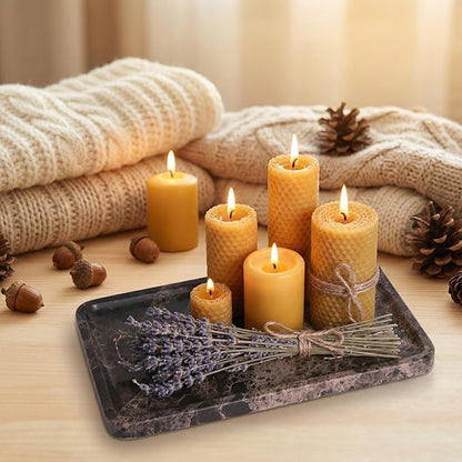 Dark Emperador Marble Vanity Tray for Bathroom Counter-12 X7 Decorative Tray for Perfume, Candles, Stone Jewelry Dish Tray