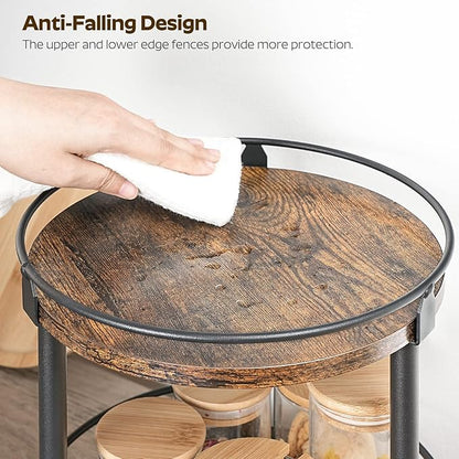 YATINEY Lazy Susan Organizer, Rotating Spice Rack, 2 Tier Spice Turntable Organizer, Industrial Turntable Spice Holder, for Kitchen Countertop and Cabinet, Compact and Versatile, Rustic Brown SR22BR