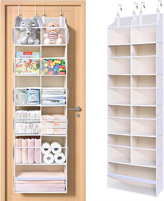 ULG Over the Door Organizer, 6-Tier Hanging Storage with Clear Windows, 19 Pockets for Closet,Bathroom & Nursery Door Organizer