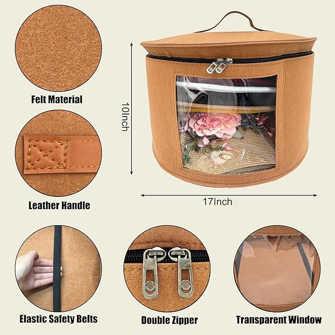 Hat Storage Box,Hat Boxes for Women Storage,Cowboy Hats Holder for Travel,Wide Brims Hat Carrier Case,Stuffed Animal Toy Organizer,Hat Box Closet Organizers and Storage,Hat Boxes for Men