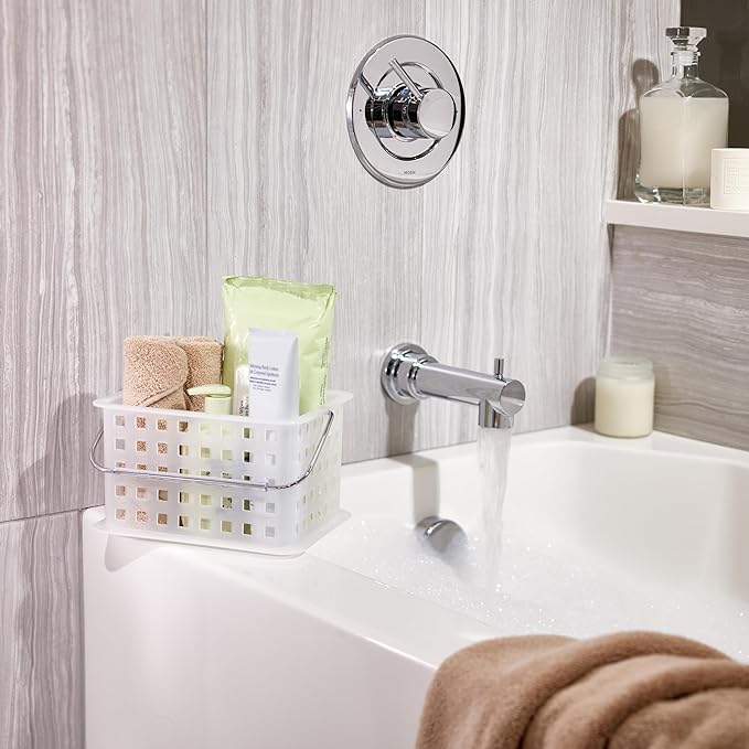 iDesign Small Shower Caddy with Handle, Portable Shower Organizer for Dorm or Bathroom, Clear Frost