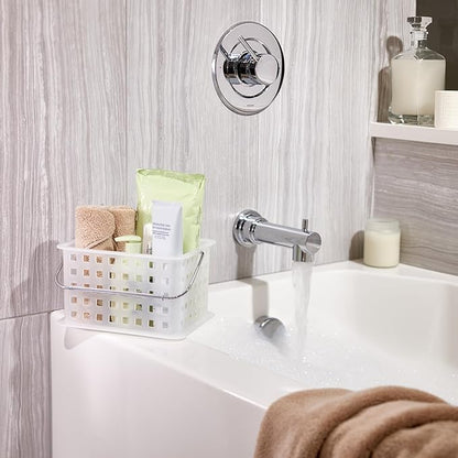 iDesign Small Shower Caddy with Handle, Portable Shower Organizer for Dorm or Bathroom, Clear Frost