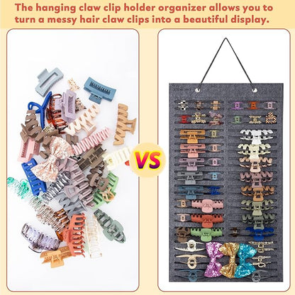 Women Hanging Hair Clip Organizer Display Hair Bows Stand Hanger Claw Clip Storage (Grey)
