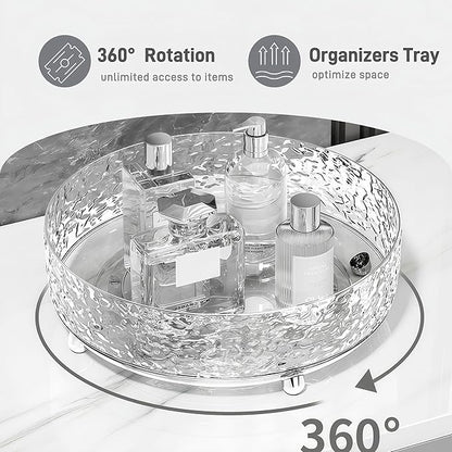 2Pcs Premium Lazy Susan Organizer,9&11in Turntable Organizer for Bathroom, Kitchen, Vanity, Countertop, Table Top, Cabinet, and Frige, Perfume, Skin Care, Makeup, Spice Organizer, 360° Rotating
