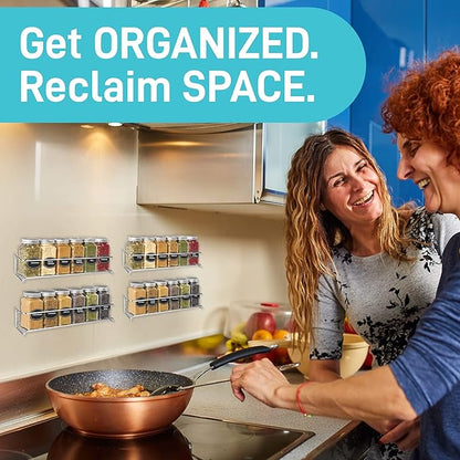 Ultimate Hostess Spice Rack Wall Mounted 4 Tier – Space-Saving Kitchen Spice Organizer for Seasonings – Screw or Adhesive Hanging – Wall Mount Hanging Spice Rack for Wall, Cabinet, Pantry Door