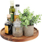 Elama 12 Inch Acacia Wood Lazy Susan Serving Tray, Decorative Serveware, Tabletop Serving Piece (12 Inch Lazy Susan)