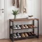 Garden 4 you Shoe Rack for Entryway 3 Tiers 11.8" D x 25" W x 20" H, Metal Shoe Rocks with Brown Wooden Tabletop, Angled Shoes Rack with Adjustable Mesh Shelves for Entryway Hallway Closet