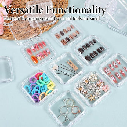30pcs Press on Nail Case, Nail Storage Box Clear Acrylic Nails Display Box Packaging Fake Nails Storage Case with 90 Pcs Adhesive Double Sided Tape for Fake Nail-Storages,Display-/2.95*2.95inch