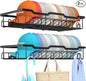 Nicetree Hat Racks for Baseball Caps Wall - Metal Hat Organizer for 48 Baseball Caps Holder, 2 Pack Hat Storage Organizer for Closet, Bedroom, Living Room Black