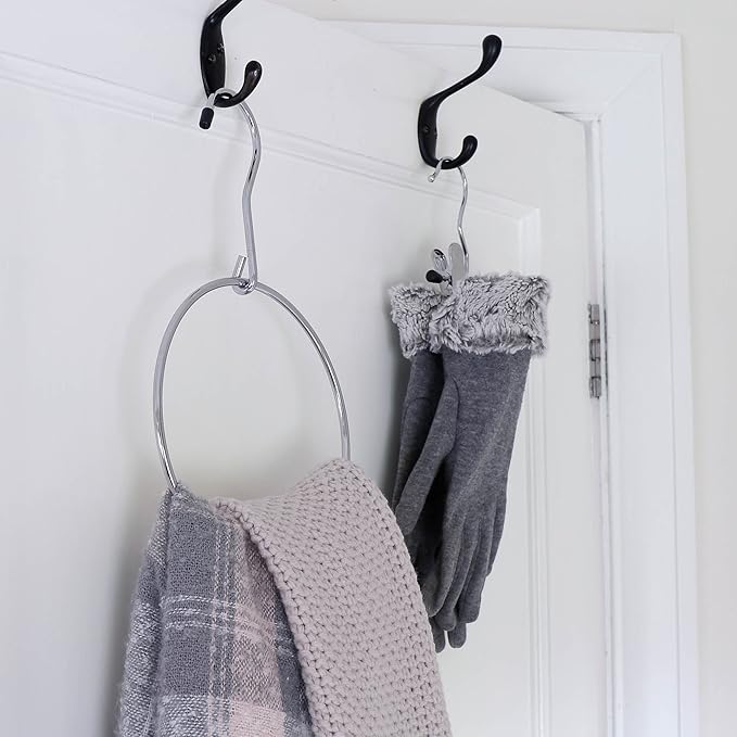 HANGERWORLD Pack of 3 Pack Belt Organizer for Closet Rack Chrome Ring Hanger for Belts Ties Scarves and Accessory Storage