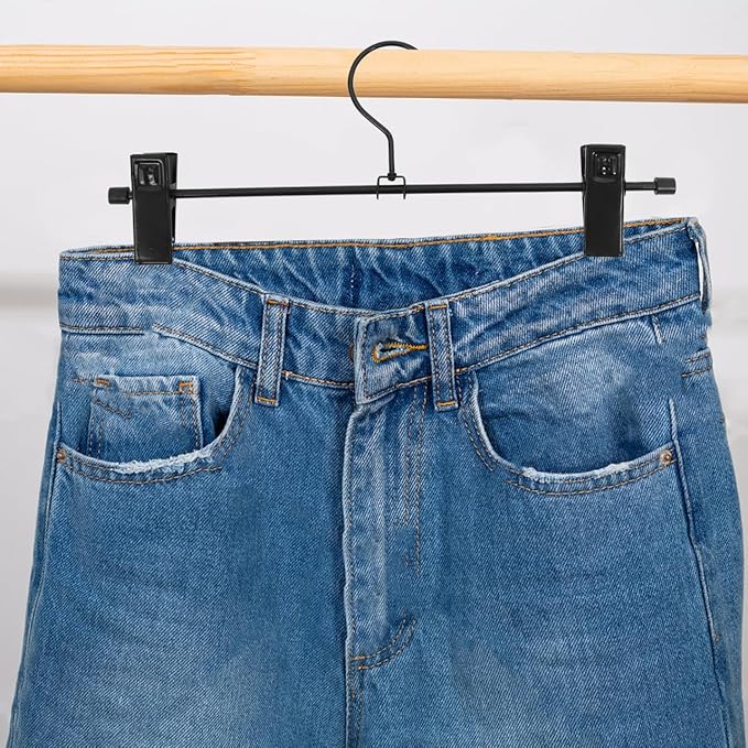 Healifty 10pcs Metal Pants Hangers Clips Heavy Duty Skirt Hangers Adjustable Clips for Pants and Skirts Rotating Hooks Sturdy Construction