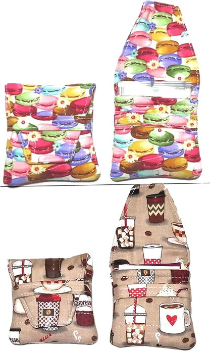 Small Teabag Shaped Tea Bag Wallet, Choice of More Than 12 Fabric Designs, Quilted, Handcrafted, Nothing Falls Out, Secure Hold: Choose from Tea Cups, Honey Bees, Macarons, To Go Cups and More