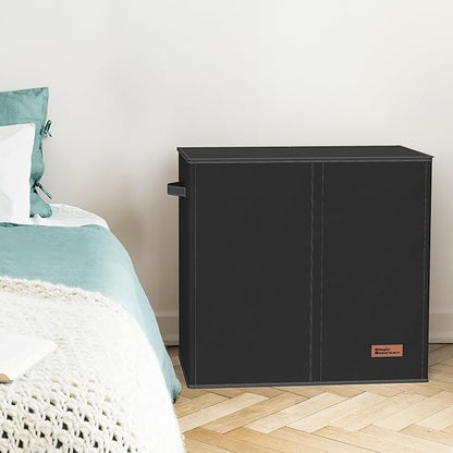 Simple Houseware Double Laundry Hamper with Lid and Removable Bags, Black