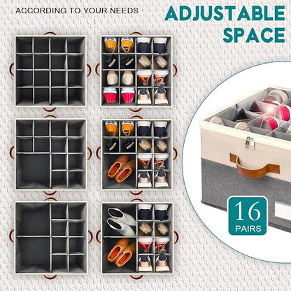 for Shoe Organizer for Closet, Foldable Shoe Storage Bins with Clear Cover