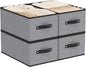 Foldable Storage Bins with Handles, Fabric Storage Cubes for Organizing, Decorative Linen Closet Organizers, 18.5 × 11 × 7.9 Inch, Gray, 4-Pack