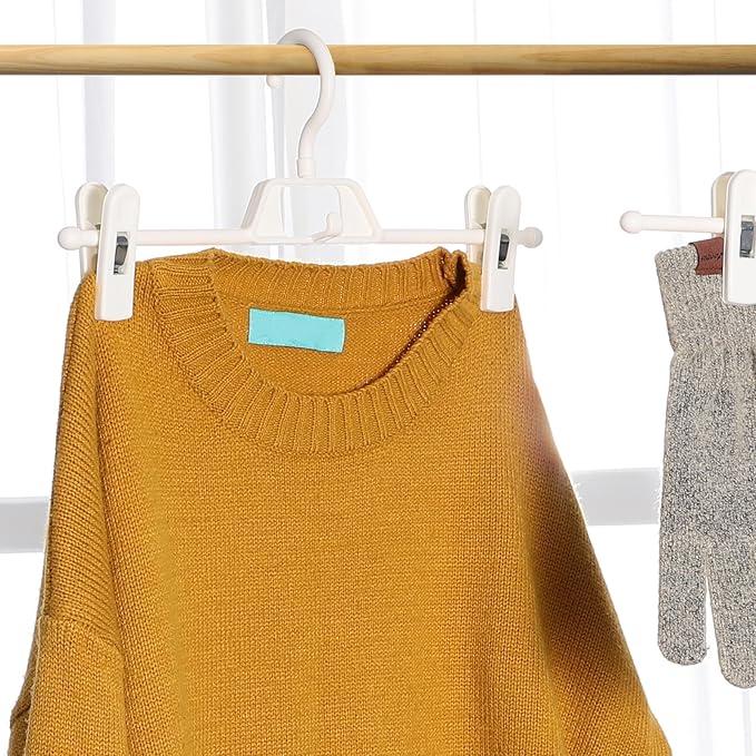 YARNOW Plastic Pants Hangers with Clips White, 10 Pcs Adjustable Skirt Hangers, Space-Saving Design, Ideal for Closet Organizer and Storage