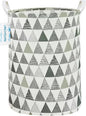 Laundry Basket Canvas Fabric Collapsible Organizer Basket for Storage Bin Toy Bins Gift Baskets Bedroom Clothes Children Nursery Hamper (Grey triangle)