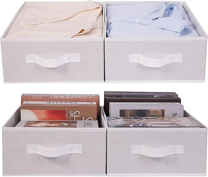 Clothings Collapsible Storage Bins, Foldable Organizers and Storage Baskets Cube Storage Bin for Bedroom Living Room (4 Pack) (White, 15.4x11.4x5.5inch)