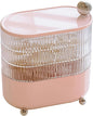 360° Rotating Hair Accessories Organizer for Headband Bows Clip,Hair Tie Organizer with Lid, Jewelry Organizer forEarrings Rings Necklaces Bracelet (Pink 4-Layer)