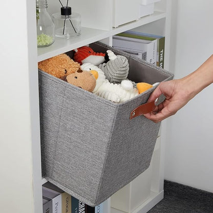 DULLEMELO Fabric Storage Cubes,12 inch Cube Stroage Bins for Empty Gift Basket,Toys Nursery Clothes Storage Linen Closet Organizers and Storage Baskets Shelves Bins(Grey-4 Pack)