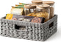 GRANNY SAYS Wicker Basket for Organizing, Wicker Storage Baskets for Shelves, Woven Baskets for Pantry Storage, Rectangle Basket, Gray, 1Pack