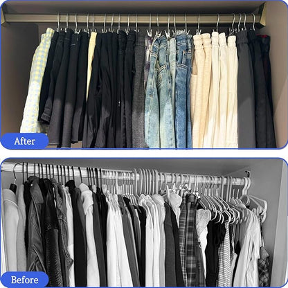 Pant Hangers with Clips, Legging Organizer for Closet, 20 Pack Clothes Drying Hangers with Clip Space Saving Hanger Closet Organizers and Storage for Skirt, Shorts, Jeans