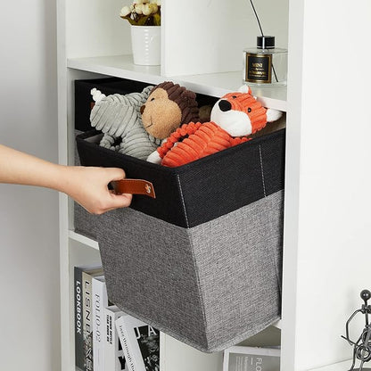 DULLEMELO 12x12 Storage Cubes, Collapsible Sturdy Cube Storage Bins With Handles for Organizing,Fabric Storage Cubes Baskets for Shelves Nursery Closet Home Organization and Storage (Black&Grey)