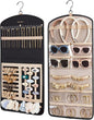 BAGSMART Hanging Jewelry Organizer Claw Clip Necklace Holder Roll for Hair Ties, Headbands, Clips, Earrings, Necklaces, Glasses Double-Sided on Closet, Wall, Door, 1 piece, Large-Black