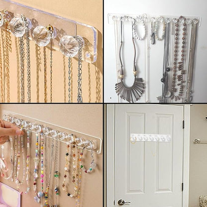 4 Pieces Clear Necklace Holder, Jewelry Storage Box Hanging, Jewelry Hanger, Wardrobe Accessories, Necklace Hook, Jewelry Hanging Organizer, Necklace Storage, Acrylic Hanger