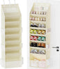Criusia Shoe Storage, Over the Door Shoe Organizer, Hanging Closet Shoe Storage with Large Deep Pockets, Fits 16–24 Pairs of Sneakers, Sandals, Boots, Beige