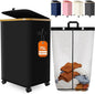 Laundry Hamper with Wheels, 75L Large Clothes Hamper with Removable Inner Bag, Collapsible Dirty Clothes Basket for Dorm, Rolling Dirty Clothes Basket for, Bedroom, Bathroom, Laundry Room