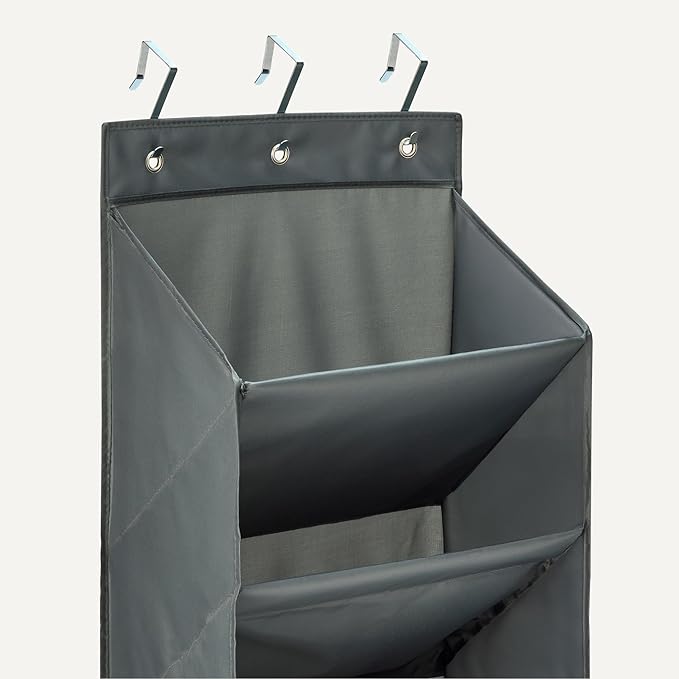 Amazon Basics 8 Tier Over the Door Shoe Organizer, Large Capacity Space Saving Hanging Shoe Storage for Closet and Dorm, Dark Grey