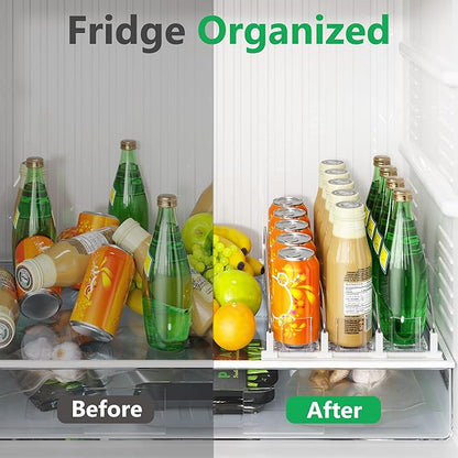 Drink Organizer for Fridge，Automatic Drink Dispenser for Fridge, 12-20oz Soda Can Dispenser for Refrigerator, Soda Can Organizer for Pantry Holds up to 30 Cans, 6 Row