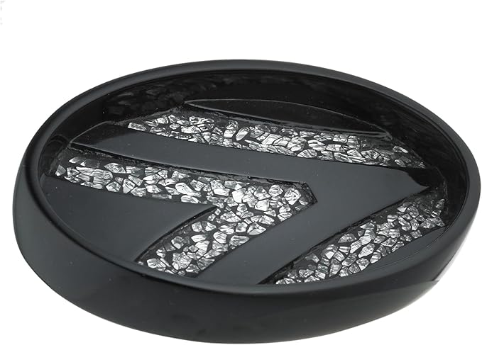 Zahari Home Sinatra Soap Dish Unique Design Stylish Bling Glass Mosaic Décor Soap Bar Holder, Black