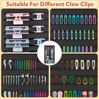 Women Hanging Hair Clip Organizer Display Hair Bows Stand Hanger Claw Clip Storage (Black)