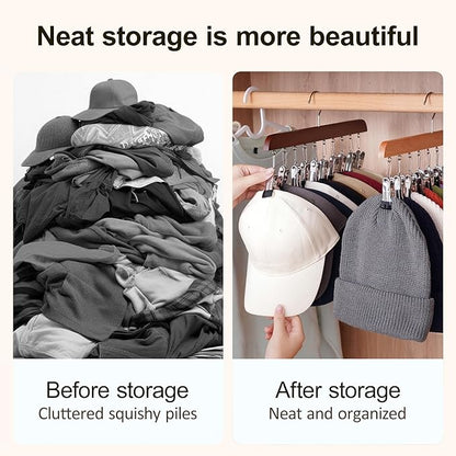 Closet Organizer with 12 Clips, 2026 New Space Saving Hanging Closet Organizer, Hat Scarf Clothespins for Legging Jeans Skirts Socks Pant Hangers (Black-12 Clips, 1 Pcs)